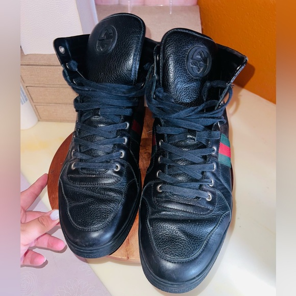 Vintage Men gucci coda high top sneakers in black leather - Picture 5 of 9